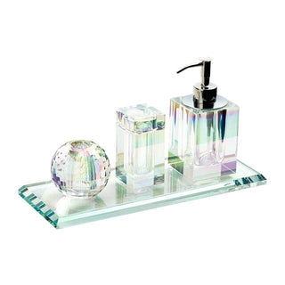 crystal glass luxury bathroom set soap dispenser tray accessories front view