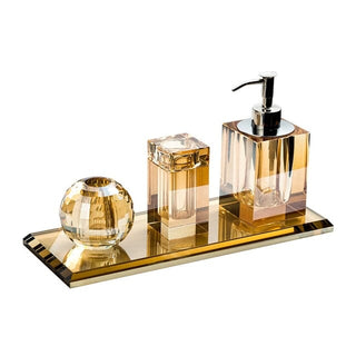 crystal glass luxury bathroom set soap dispenser tray accessories side view