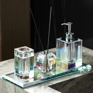 crystal glass luxury bathroom set soap dispenser tray accessories top view