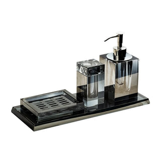 crystal glass luxury bathroom set soap dispenser tray accessories detail