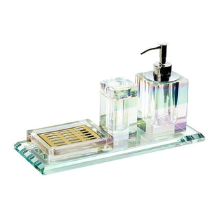 crystal glass luxury bathroom set soap dispenser tray accessories set view