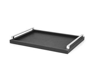 leather serving tray pinetti custom luxury chrome gold brass handles close-up
