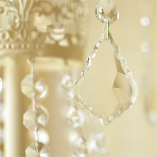 Vintage Chandelier Light – White Metal & Glass Luxury Crystal Tassel Fixture