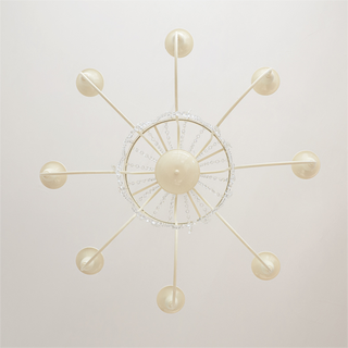 Vintage Chandelier Light – White Metal & Glass Luxury Crystal Tassel Fixture