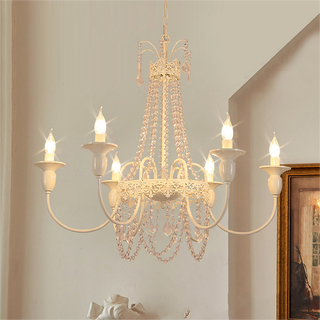 White luxury tassel chandelier wide — vintage crystal glass warm