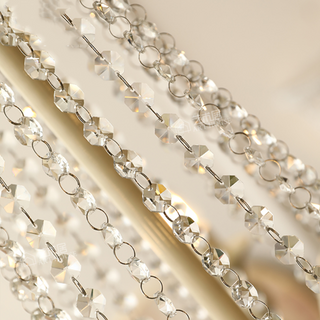 Vintage Chandelier Light – White Metal & Glass Luxury Crystal Tassel Fixture