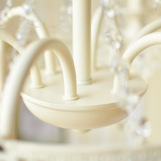 Vintage Chandelier Light – White Metal & Glass Luxury Crystal Tassel Fixture