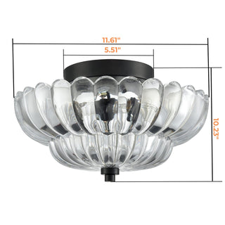 Plafonnier en verre ambré – Luminaire semi-encastré vintage avec lumière chaude
