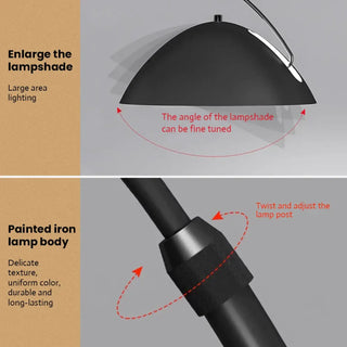 FIHEL arc floor lamp – painted metal arm detail