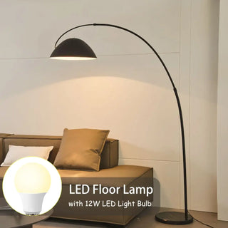 FIHEL black arc LED floor lamp – in modern living room