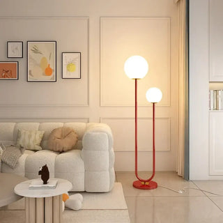 HUPON dual-globe lamp – red accent version with shades