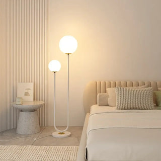 HUPON contemporary dual-globe floor lamp – white version full view