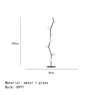 DORITYDE glass globe floor lamp – black metal frame version