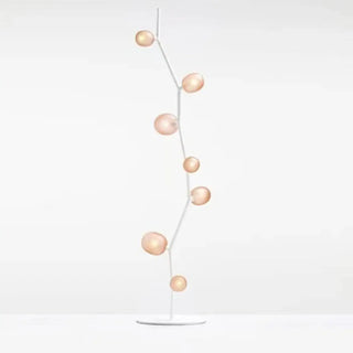 Lámpara de pie de globo moderna – Iluminación decorativa de metal y cristal con acabado blanco