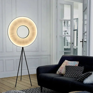 JOKIAL circular LED floor lamp on tripod – full view