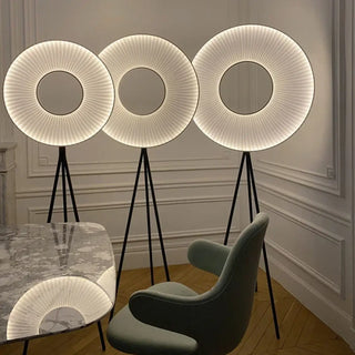 JOKIAL floor lamp – three circular LED lamps in room