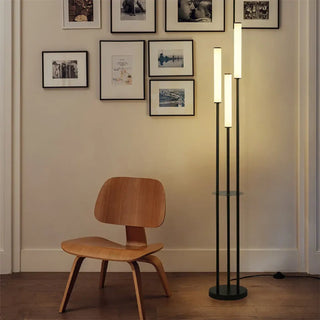 MODELA contemporary LED floor lamp with elegant tubes – black full view