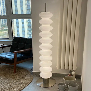 FROUDURE elegant white glass and metal base floor lamp – full view