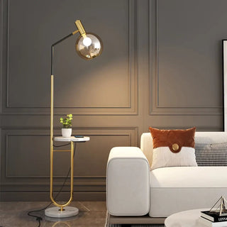 DORET floor lamp – shade and shelf combined view