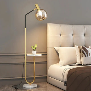 DORET black gold floor lamp – shelf detail close-up