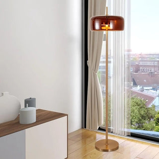 INDO vintage industrial floor lamp – gold base full view
