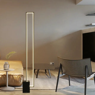 DESEZONE black LED floor lamp – in modern living room