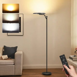 NAVI minimalist black metal floor lamp – column design full view
