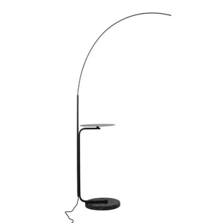 TAMIR Metal Floor Lamp with Integrated Shelf - in living room