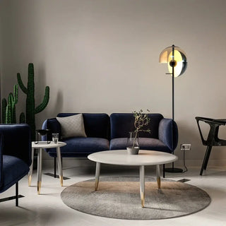 SPHERO Minimalist Black Floor Lamp Smoked Glass - in modern interior
