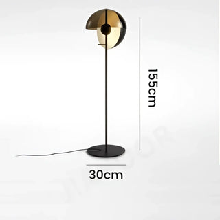 SPHERO Minimalist Black Floor Lamp Smoked Glass - front view