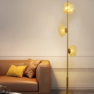 SUPREMETI Gold Metal Glass Globe Floor Lamp - front view