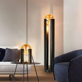 POSTARIA floor lamp – black cylindrical design full view