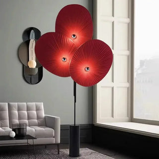 MOIDY red disc floor lamp – in contemporary living room