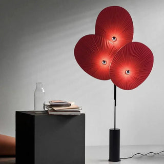 MOIDY red floor lamp – textured fabric disc close-up