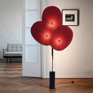 MOIDY red disc lamp – fabric texture detail close-up