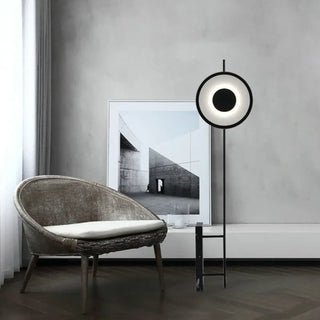 MINILA minimalist black floor lamp – circular head full view