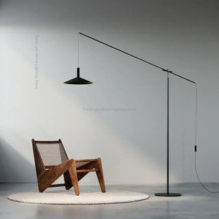 FLOORA black minimalist vintage floor lamp – full view