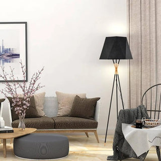 FOOT geometric floor lamp – modern black tripod with dome shade