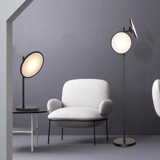 ORIU black floor lamp – white accent chair setting