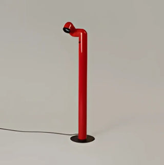 KALIA retro-futuristic metal and glass floor lamp – red cylindrical view