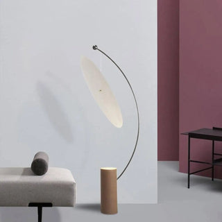 RONDY round floor lamp – curved stand black view