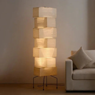SAKI Japandi Pleated Paper Floor Lamp - shade close-up