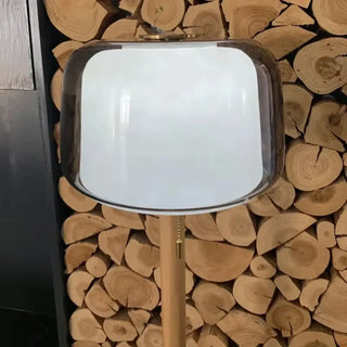 JIOOR transparent glass lamp – natural wood stem detail
