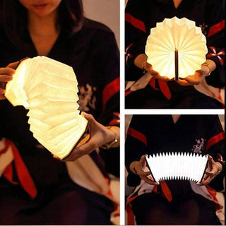 ACCORDION Sculptural Bedside Lamp - warm ambient light on desk