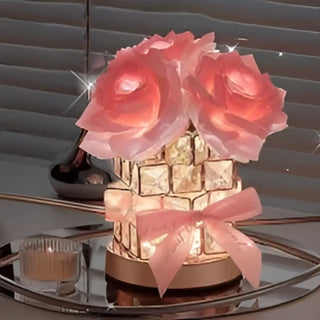 CRYROSIA Rose Bouquet Lamp - in romantic bedroom setting