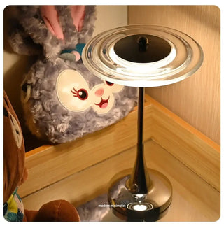 Bedside table lamp with soft warm glow, modern decorative bedroom light