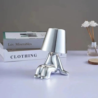 BUDDY Figurine Metallic Effect Bedside Lamp - in bedroom setting