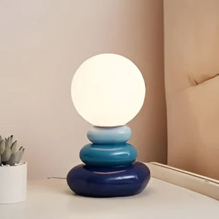 HESTIA Pebble Stack Bedside Lamp – Zen mineral sculptural design front view
