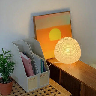 LANTERN Japanese Rice Paper Bedside Lamp – Zen minimalist design front view