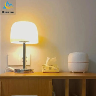 NORIA Bauhaus Glass Metal Bedside Lamp – Vintage Contemporary Design